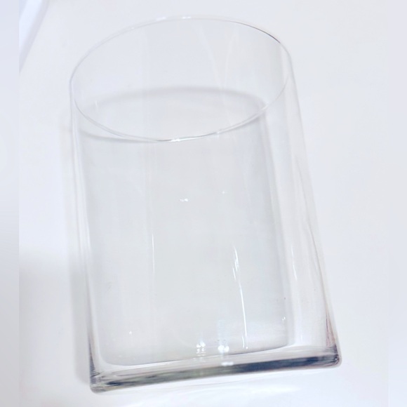 VINTAGE Minimalistic Large Wide Clear Glass Vase 8.5” - Picture 3 of 10